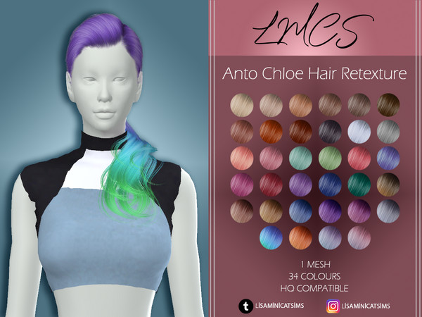 Sims 4 LMCS Anto Chloe Hair Retexture by Lisaminicatsims at TSR