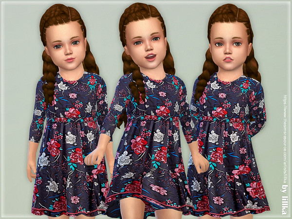 Sims 4 Floral Tiered Dress for Toddler by lillka at TSR