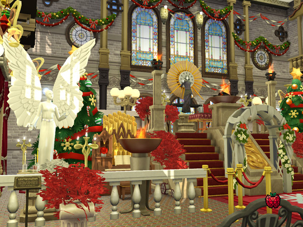 Sims 4 St Nicholas Church Christmas decorated by melapples at TSR