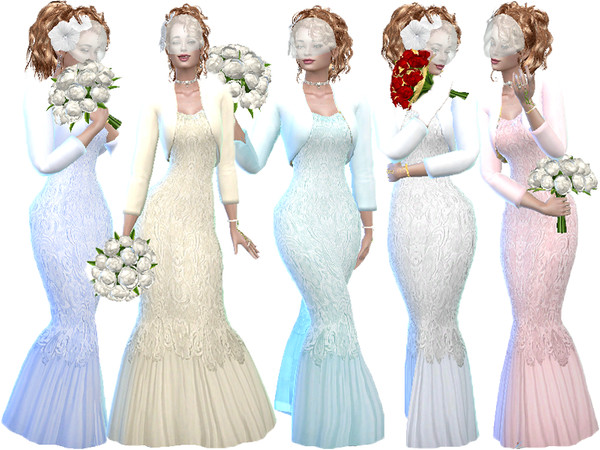 Sims 4 Lace and silk wedding dress by TrudieOpp at TSR