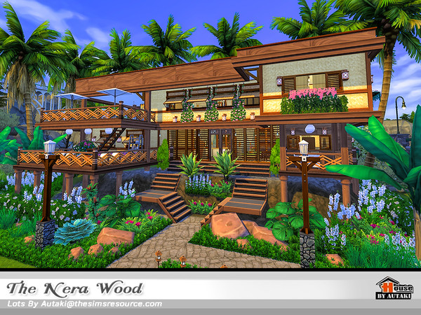 Sims 4 The Nera Wood modern house by autaki at TSR