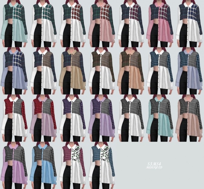 Sims 4 Uneven PatchWork Shirts at Marigold