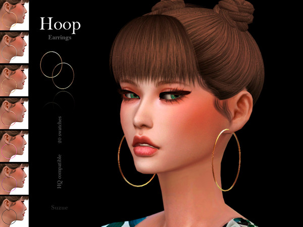 Sims 4 Hoop Earrings by Suzue at TSR