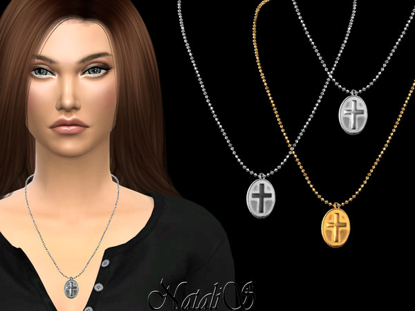 Sims 4 Cross medallion necklace by NataliS at TSR