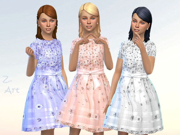 Sims 4 GirlZ 22 shiny chiffon dress by Zuckerschnute20 at TSR