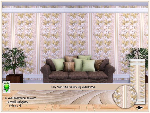 Sims 4 Lily Vertical Walls by marcorse at TSR
