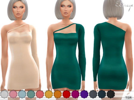 One Shoulder Bodycon Dress by ekinege at TSR » Sims 4 Updates