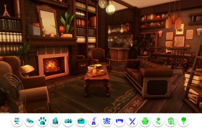 Sims 4 Bookish apartment at a winged llama
