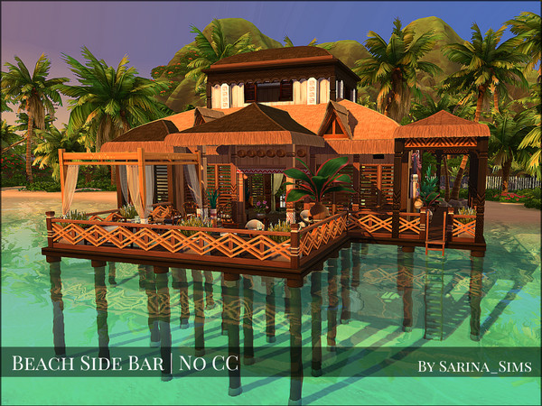 Sims 4 Beach Side Bar No CC by Sarina Sims at TSR