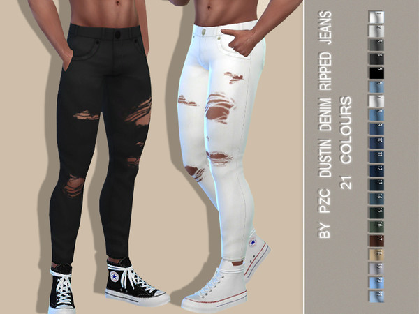 Sims 4 Dustin Denim Ripped Jeans by Pinkzombiecupcakes at TSR