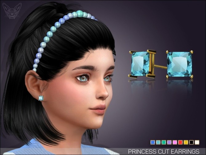 Sims 4 Princess Cut Stud Earrings For Kids at Giulietta