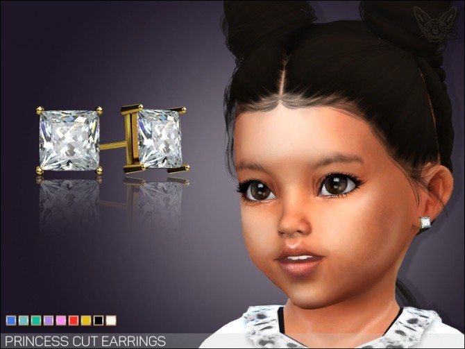 Sims 4 Princess Cut Stud Earrings For Toddlers at Giulietta