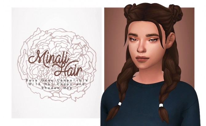 Sims 4 Minali braid hairstyle with lil buns on top at Isjao