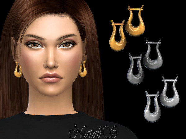 Sims 4 Sculptural metal earrings by NataliS at TSR