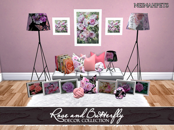 Sims 4 Rose and Butterfly Decor Collection by neinahpets at TSR