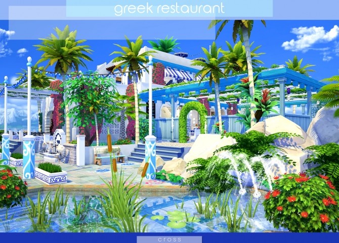 Sims 4 Greek Restaurant by Praline at Cross Design