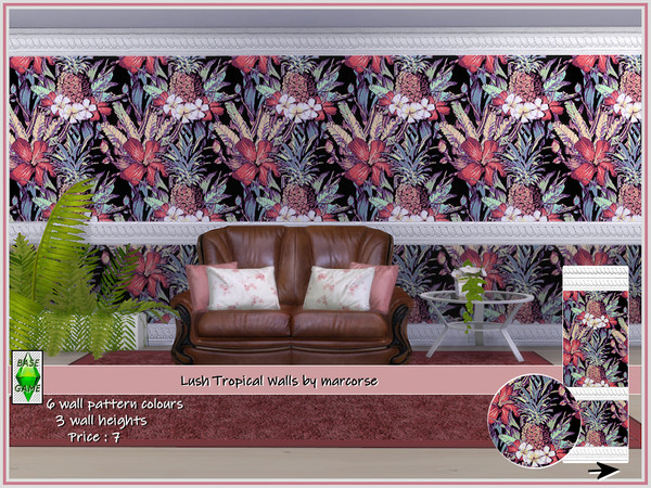 Sims 4 Lush Tropical Walls by marcorse at TSR