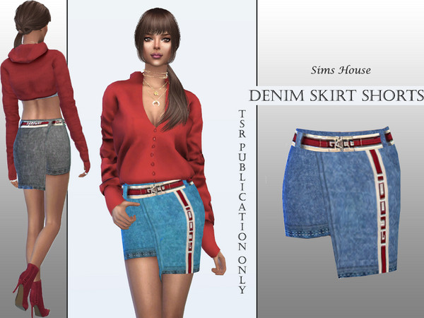 Sims 4 Denim skirt shorts by Sims House at TSR