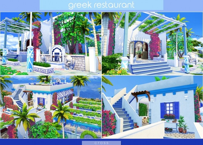 Sims 4 Greek Restaurant by Praline at Cross Design