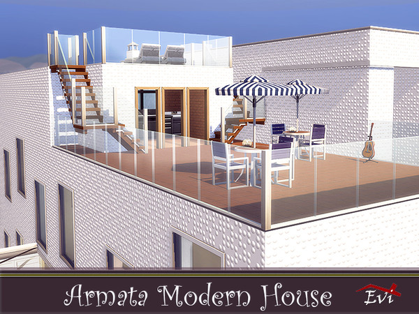 Sims 4 Armata Modern House by evi at TSR