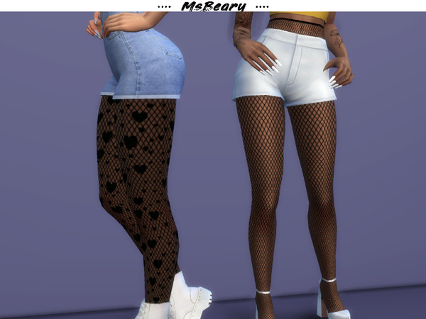 Sims 4 Fishnet Designed Tights by MsBeary at TSR