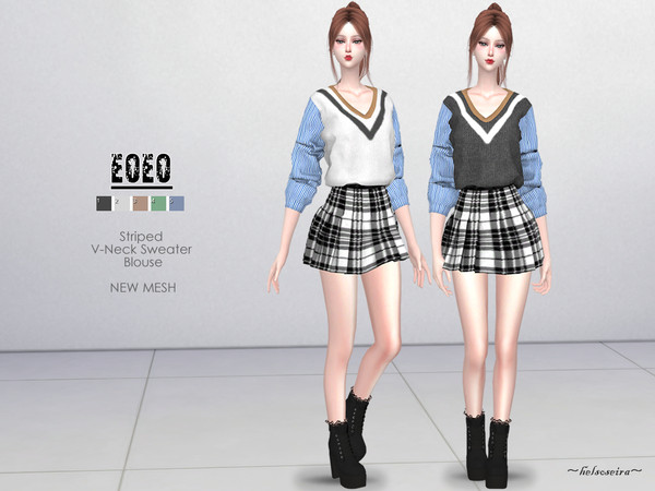 Sims 4 EOEO Sweater Blouse by Helsoseira at TSR