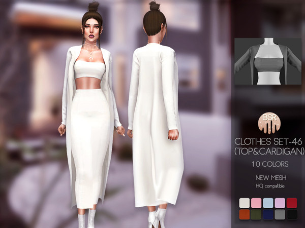 Sims 4 Clothes SET 46 TOP & CARDIGAN BD179 by busra tr at TSR