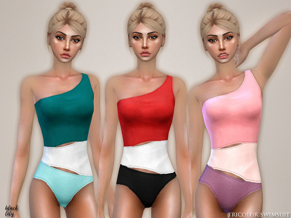 Sims 4 Tricolor Swimsuit by Black Lily at TSR
