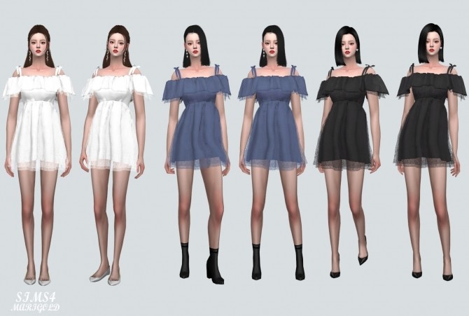 Sims 4 Love Ribbon Shoulder Strap Mini Dress at Marigold
