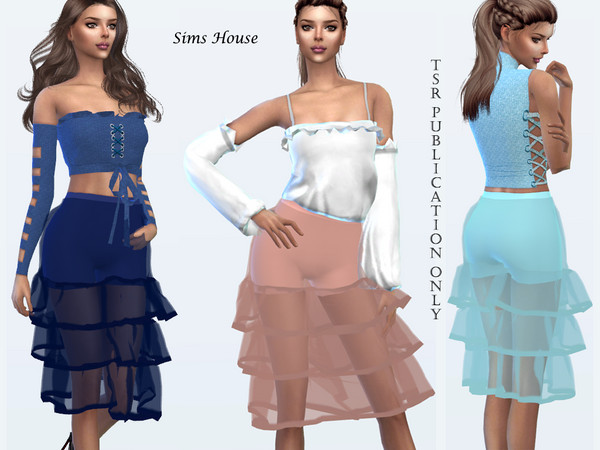 Sims 4 Layered transparent skirt by Sims House at TSR