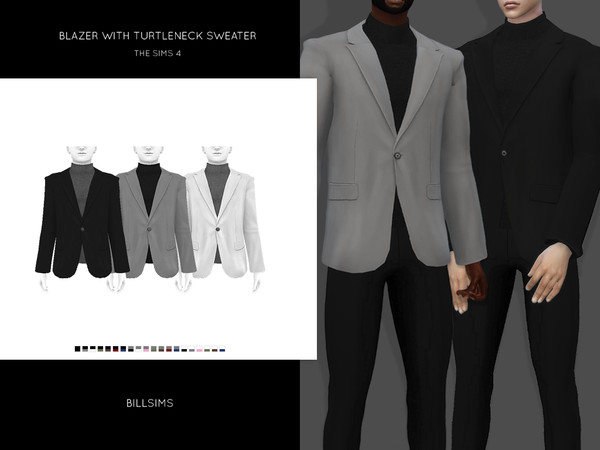 Sims 4 Blazer with Turtleneck Sweater by Bill Sims at TSR
