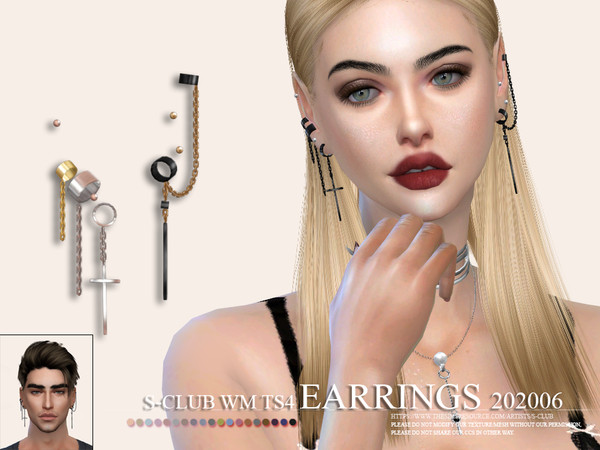 Sims 4 EARRINGS 202006 by S Club WM at TSR