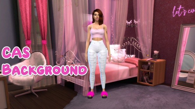 Sims 4 Pink Bedroom CAS Background by Togotica at Mod The Sims
