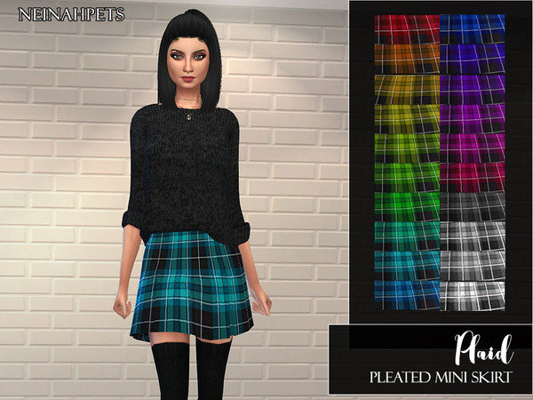 Plaid Pleated Mini Skirt by neinahpets at TSR » Sims 4 Updates