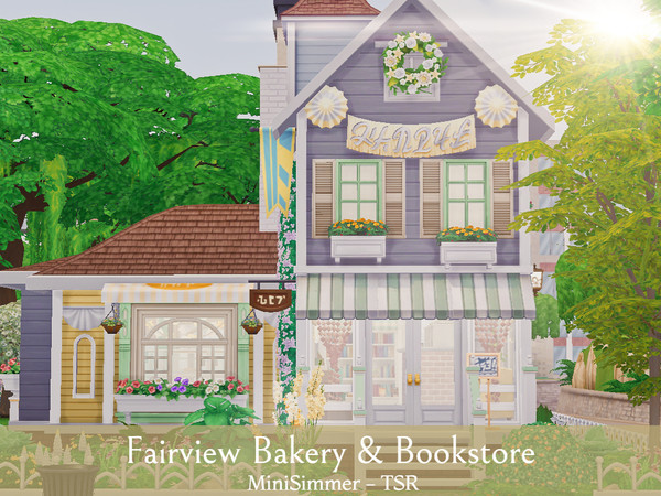 Sims 4 Fairview Bakery & Bookstore by Mini Simmer at TSR