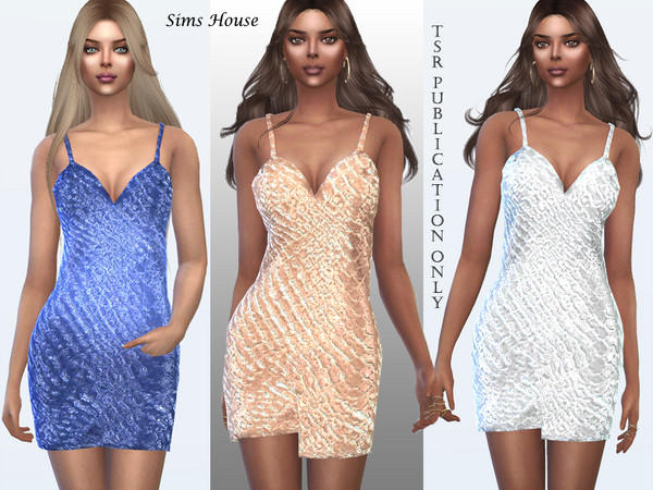 Sims 4 Short dress Metallic by Sims House at TSR