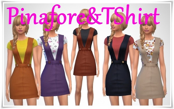 Sims 4 Pinafore & T Shirt at Birksches Sims Blog
