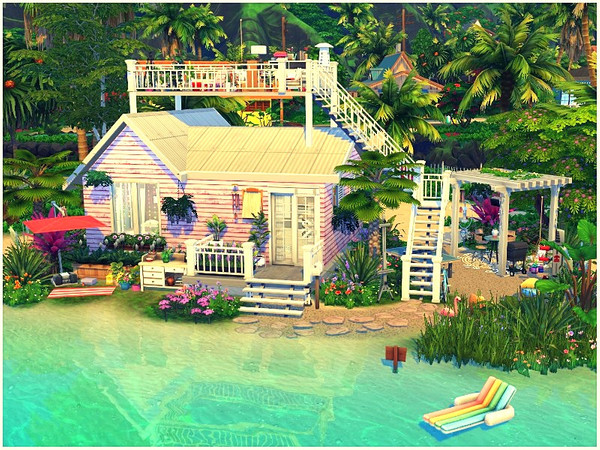 Sims 4 Pink Boho Tiny House by lotsbymanal at TSR