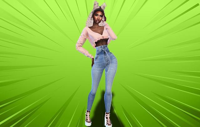 Sims 4 Unravel Belted Skinny Jeans at Teenageeaglerunner