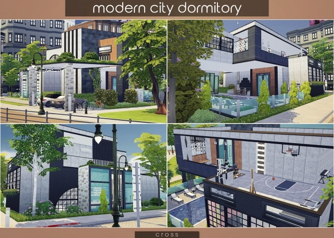 Sims 4 Modern City Dormitory at Cross Design