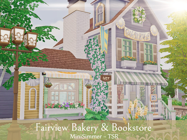 Sims 4 Fairview Bakery & Bookstore by Mini Simmer at TSR