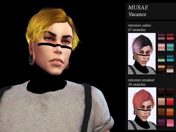 Sims 4 Male hair recolor retexture Musae Vacance by HoneysSims4 at TSR