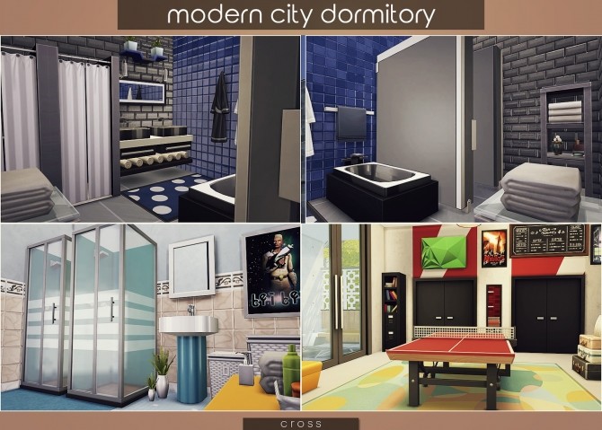 Sims 4 Modern City Dormitory at Cross Design
