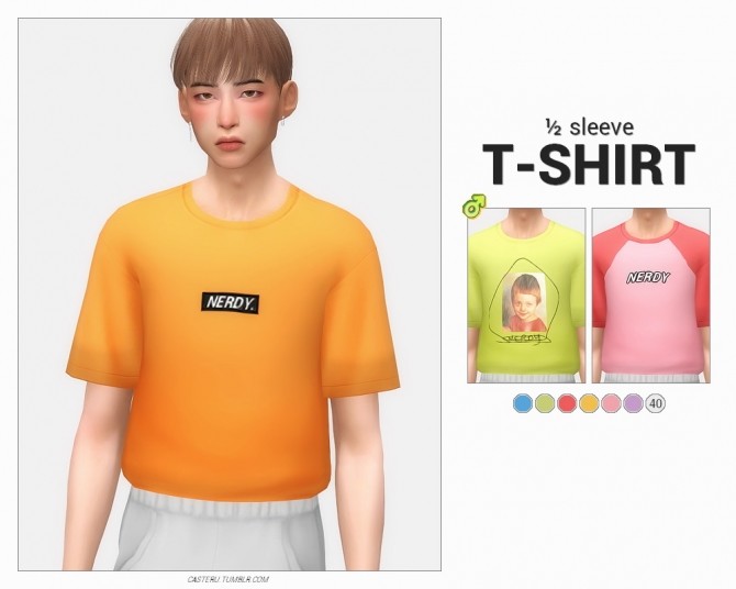 Sims 4 ½ sleeve t shirt at Casteru