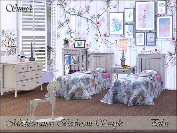 Sims 4 Mediterraneo Bedroom Single by Pilar at TSR