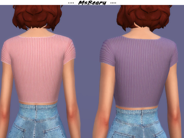 Sims 4 Notched Ribbed Top by MsBeary at TSR