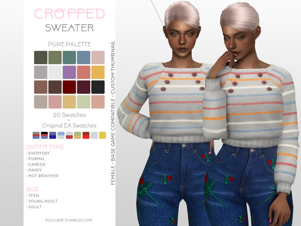 Sims 4 Cropped Sweater by Kouukie at TSR
