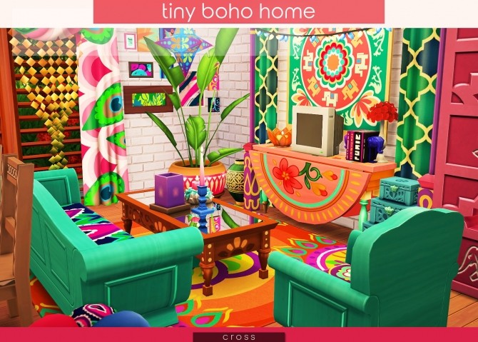 Sims 4 Tiny Boho Home by Praline at Cross Design