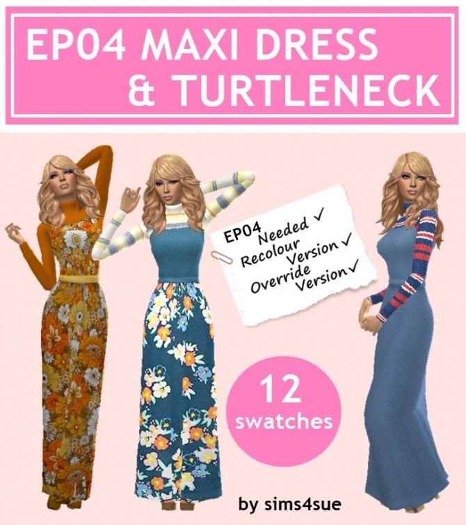 Sims 4 EP04 MAXI DRESS & TURTLENECK at Sims4Sue