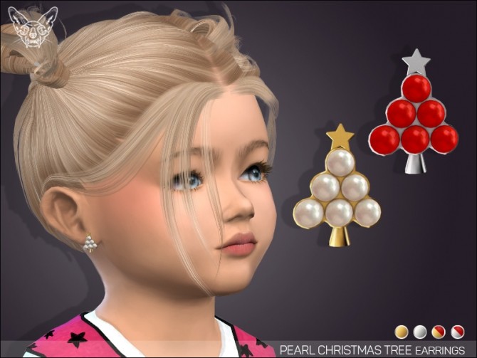 Sims 4 Pearl Christmas Tree Earrings For Toddlers at Giulietta